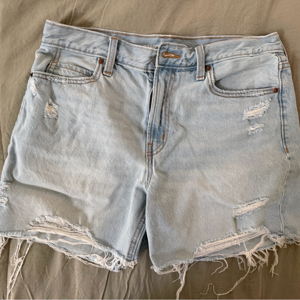 Old Navy Light Blue high rise, slouchy straight Distressed Denim Shorts